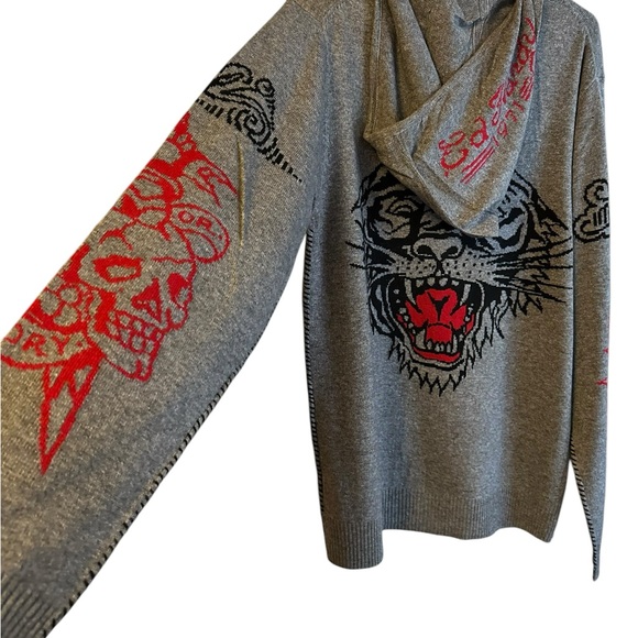 Ed Hardy Christian Audigier Wool Blend Full Zip Hoodie sweater SZ MED NWT - Picture 5 of 14